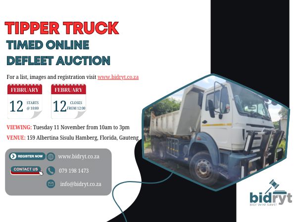 Tipper Truck Timed Online Defleet Auction